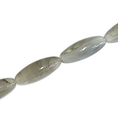 31 X 12 MM OVAL BEADS - GREY SWIRL - 10 PCS