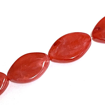 29 X 19 MM BEADS - STRAWBERRY  SWIRL - 10 PCS
