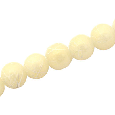 10 MM ROUND GLASS BEADS CREAM / WHITE SWIGGLE - 82 PCS