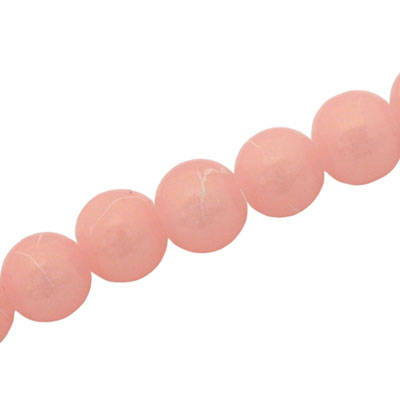 10 MM ROUND GLASS BEADS PINK / WHITE SWIGGLE - 82 PCS