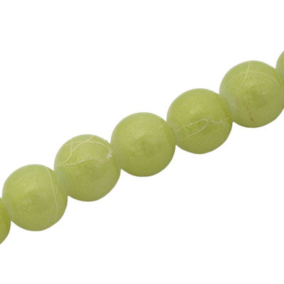 10 MM ROUND GLASS BEADS LIGHT GREEN / WHITE SWIGGLE - 82 PCS