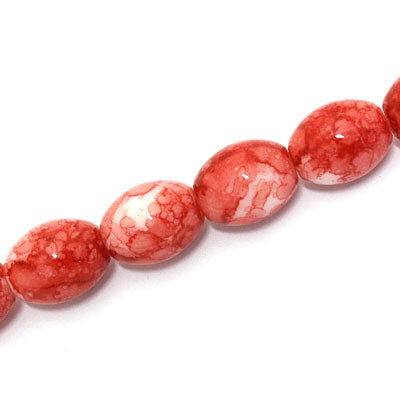 16 X 12 MM OVAL GLASS BEADS RED - 50 PCS