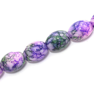 16 X 12 MM OVAL GLASS BEADS PINK / BLUE / GREEN - 50 PCS