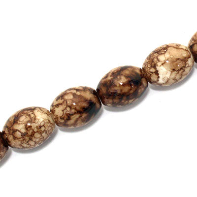 16 X 12 MM OVAL GLASS BEADS BROWN - 50 PCS