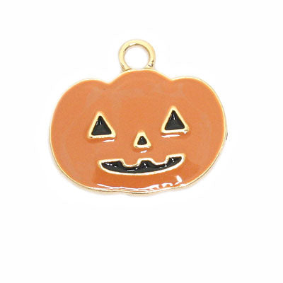 HALLOWEEN PUMPKIN CHARM 16 MM GOLD / ORANGE - 3 PCS