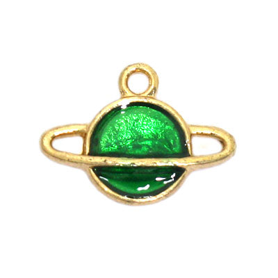 PLANET CHARM 16 X 12 MM GOLD / GREEN - 5 PCS