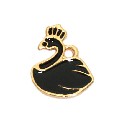 SWAN CHARM 16 MM GOLD / BLACK - 5 PCS
