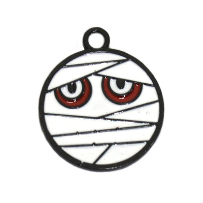 HALLOWEEN MUMMY CHARM 23 MM BLACK / WHITE / RED - 3 PCS