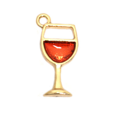 WINE CHARM 18 MM GOLD / RED - 5 PCS