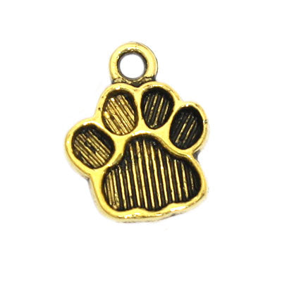 DOG PAW CHARM 15 MM GOLD - 20 PCS