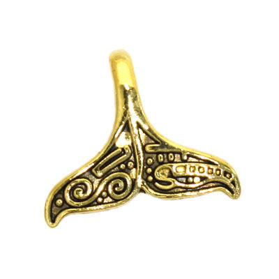 WHALE TAIL CHARM 17 X 20 MM GOLD - 10 PCS