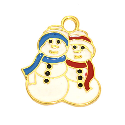 SNOWMAN CHARM 23 MM GOLD / WHITE /BLUE / RED - 3 PCS