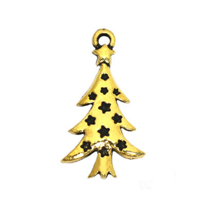 CHRISTMAS TREE CHARM 26 MM GOLD - 20 PCS