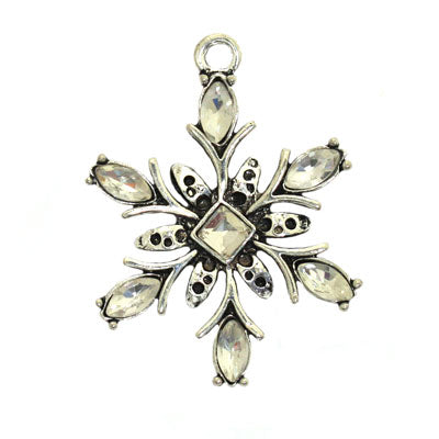 PENDANT CHARM 35 MM SILVER WITH RHINESTONES - 1 PC