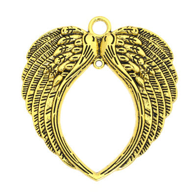 DOUBLE ANGEL WING CHARM PENDANT 70 MM GOLD - 1 PC