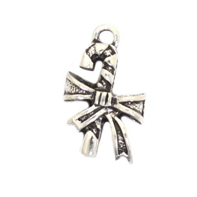 CANDY CANE CHARM 18 MM SILVER - 10 PCS