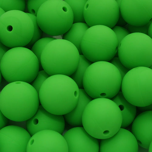 12 MM ROUND SILICONE BEADS LIME GREEN - 7 PCS