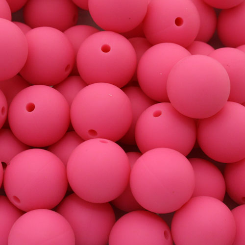 12 MM ROUND SILICONE BEADS BRIGHT PINK - 7 PCS