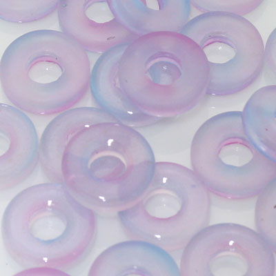 11 MM (4.5MM HOLE) DONUT BEADS LIGHT PINK AQUA  - 25 PCS