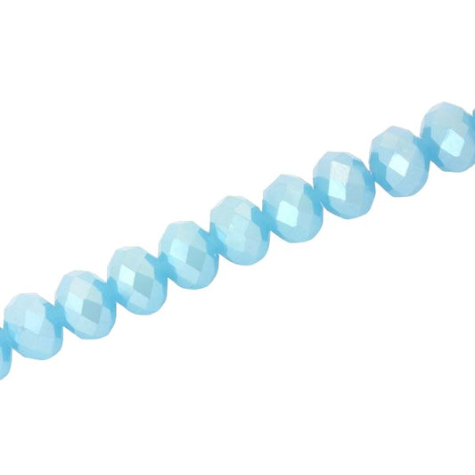 8 X 6 MM CRYSTAL RONDELLE BEADS SKY BLUE AB - APPROX 72 / PCS
