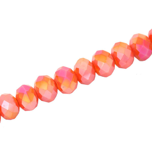 10 X 8 MM CRYSTAL RONDELLE  BEADS OPAQUE ORANGE AB - APPROX 72 / PCS