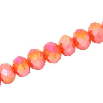 12 X 9 MM CRYSTAL RONDELLE BEADS BRIGHT ORANGE AB - APPROX 72 / PCS