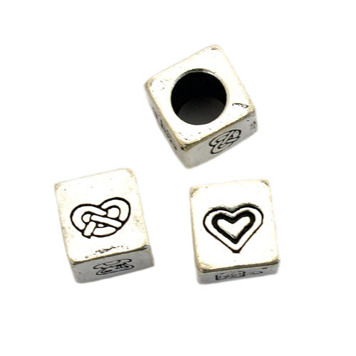 8 MM (5 MM HOLE) SILVER BEADS - 10 PCS
