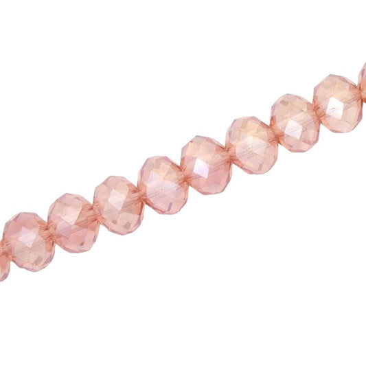 10 X 8 MM CRYSTAL RONDELLE  BEADS LIGHT PEACH AB - APPROX 72 / PCS