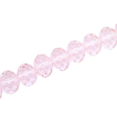 12 X 9 MM CRYSTAL RONDELLE BEADS LIGHT PINK - APPROX 72 / PCS