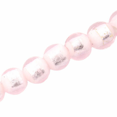 10 MM ROUND GLASS FOIL BEADS PINK - 40 PCS
