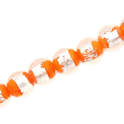 10 MM ROUND GLASS FOIL BEADS ORANGE - 40 PCS