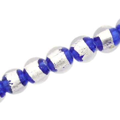 10 MM ROUND GLASS FOIL BEADS BLUE - 40 PCS