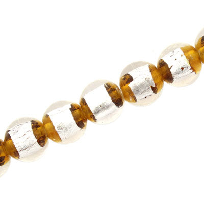 10 MM ROUND GLASS FOIL BEADS AMBER - 40 PCS