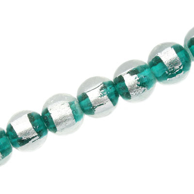 10 MM ROUND GLASS FOIL BEADS TEAL - 40 PCS