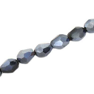 12 X 8 MM CRYSTAL TEARDROP BEADS HEMATITE - APPROX 60 PCS