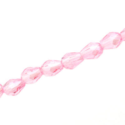 8 X 6 MM CRYSTAL TEARDROP BEADS PINK - APPROX 65 PCS