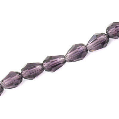 12 X 8 MM CRYSTAL TEARDROP BEADS AMETHYST - APPROX 60 PCS