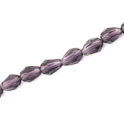 8 X 6 MM CRYSTAL TEARDROP BEADS AMETHYST - APPROX 65 PCS