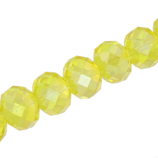17 X 13 MM CRYSTAL RONDELLE BEADS BRIGHT YELLOW  - APPROX 24 / PCS