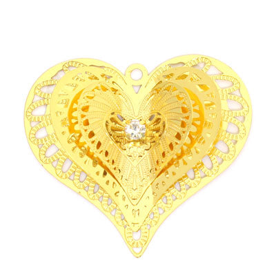 3D 45 MM GOLD FILIGREE HEART - 1PC