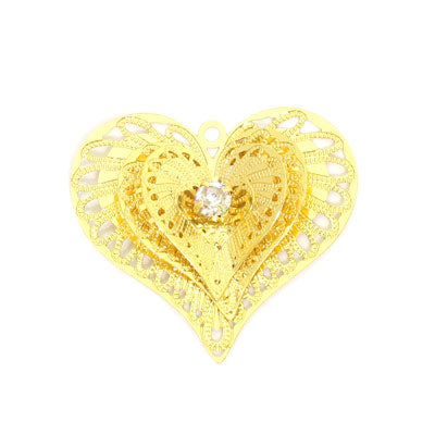 3D 26 MM GOLD FILIGREE HEART - 2PC
