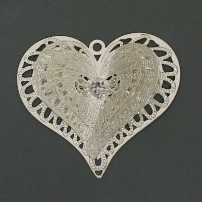 3D 45 MM SILVER FILIGREE HEART - 1PC