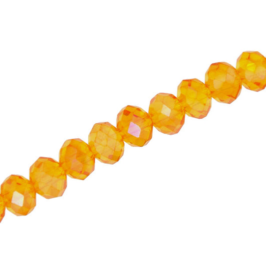 6 X 4 MM CRYSTAL RONDELLE BEADS ORANGE AB - APPROX 100 / PCS