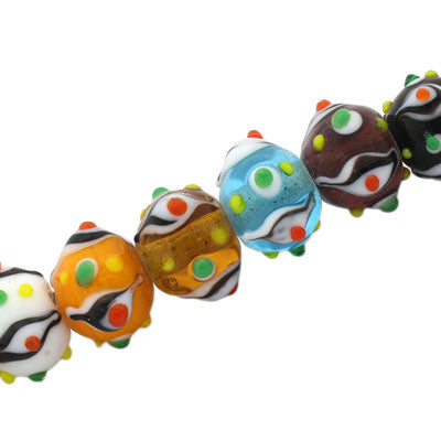 12 MM GLASS BEADS MIX COLOURS - 32 PCS