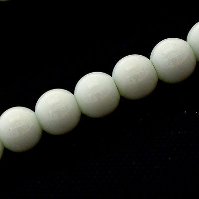 10 MM ROUND GLASS OPAQUE BEADS WHITE - 82 PCS