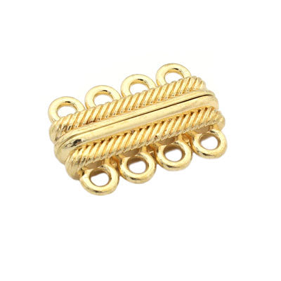 26 X 17 MM LIGHT GOLD MAGNETIC CLASP 4 STRAND - 2 PC