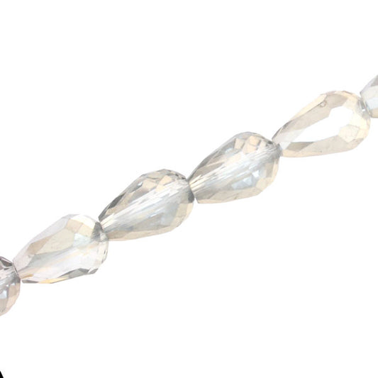 12 X 8 MM CRYSTAL TEARDROP BEADS CLEAR / SILVER - APPROX 60 PCS