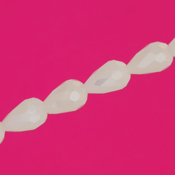 12 X 8 MM CRYSTAL TEARDROP BEADS OPAQUE WHITE - APPROX 60 PCS