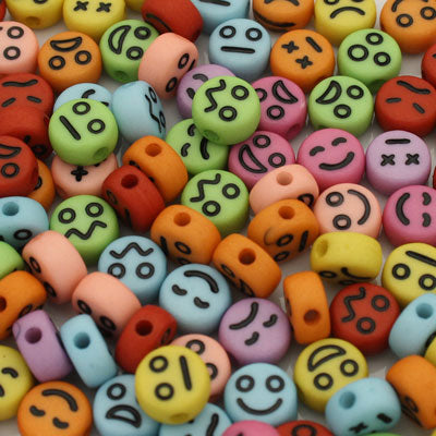 7 MM MIX COLOUR EMOJI BEADS - APPROX 95 PCS