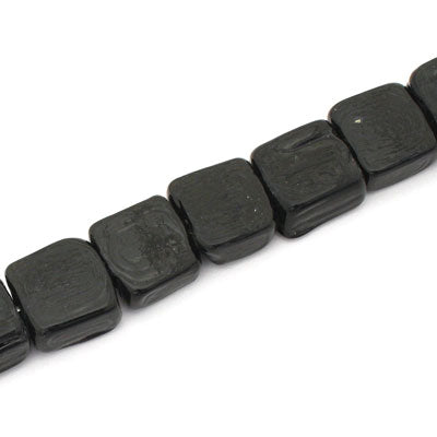 12 MM GLASS SQUARE BEADS BLACK - 22 PCS